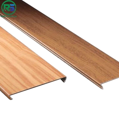 Home Decoration CE Wood Grain Aluminium Strip Ceiling Fireproof 0.6mm-1.2mm Thickness