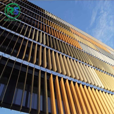 Vertical Aluminum Sun Shade System Sun Blocking Panel PPG Aluminium Profile Shutters